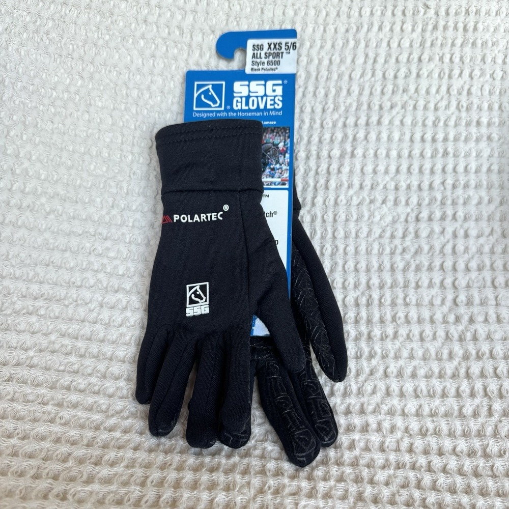 SSG All Sport Polartec Riding Gloves‎ 6500 XXS 5/6 Black Silicon Palm Print Grip